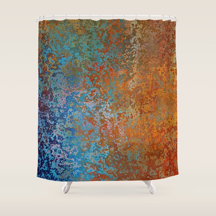Vintage Rust, Copper and Blue Shower Curtain Gallery Image 1