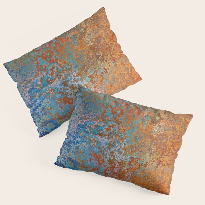 Vintage Rust, Copper and Blue Pillow Sham