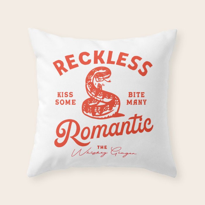 Reckless Romantic: Kiss Some, Bite Many.  Throw Pillow Gallery Image 1