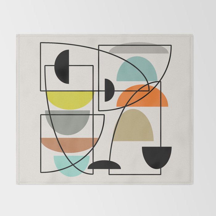 Mid Century Modern "Bowls" Throw Blanket Gallery Image 2
