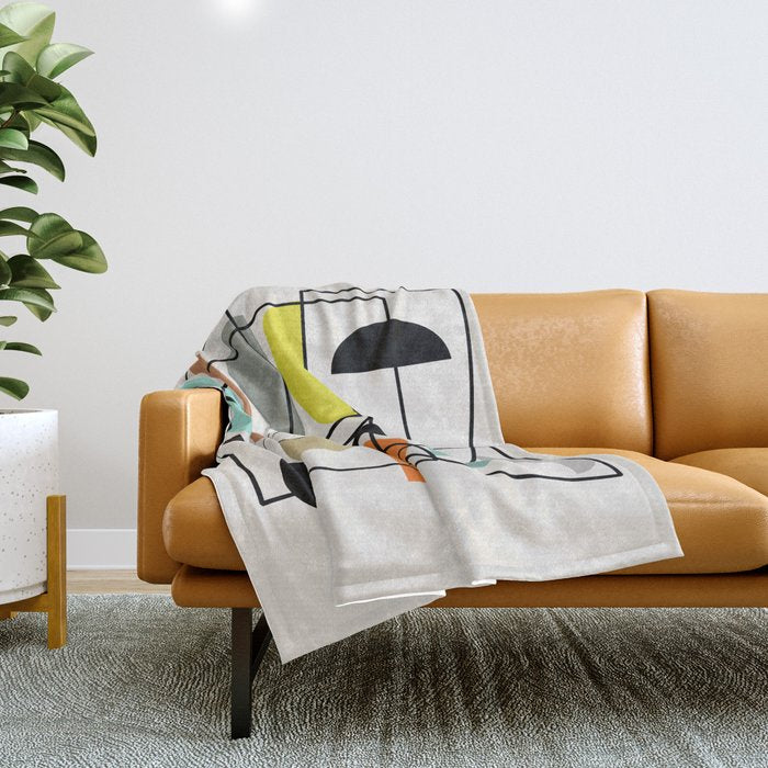 Mid Century Modern "Bowls" Throw Blanket Gallery Image 1