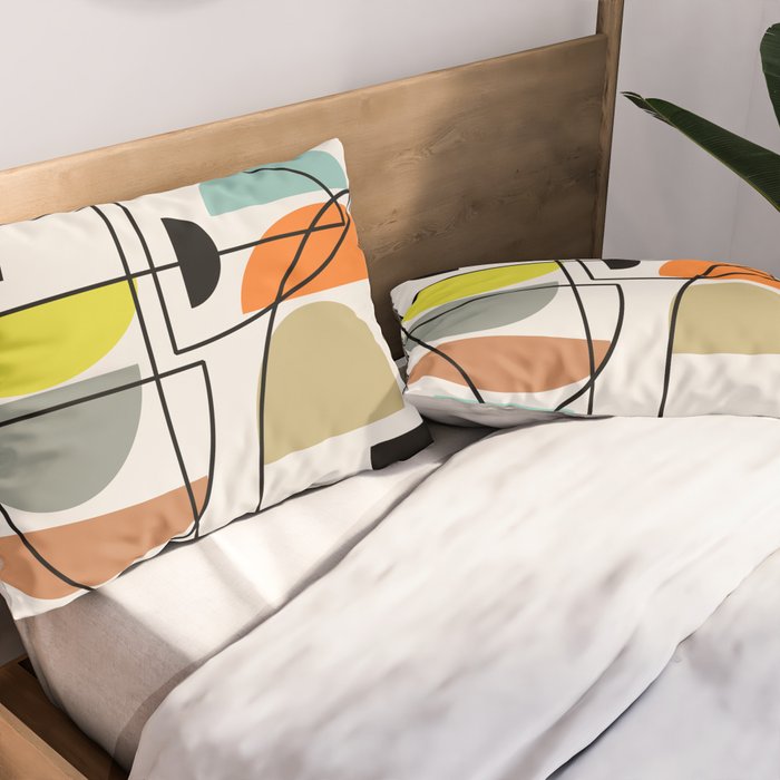 Mid Century Modern "Bowls" Pillow Sham Gallery Image 2