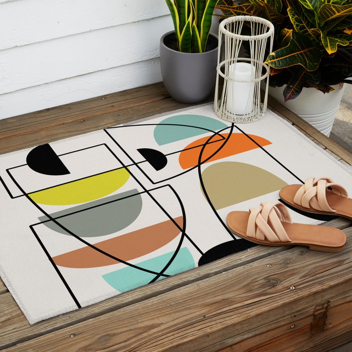 Mid Century Modern "Bowls" Outdoor Rug Gallery Image 2