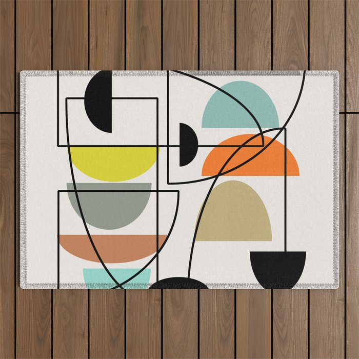 Mid Century Modern "Bowls" Outdoor Rug Gallery Image 1