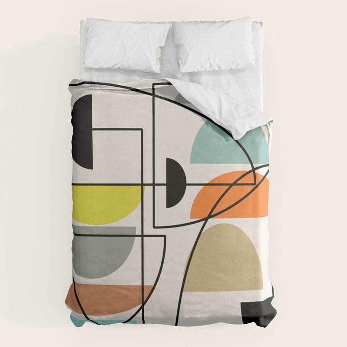 Mid Century Modern "Bowls" Duvet Cover Gallery Image 1