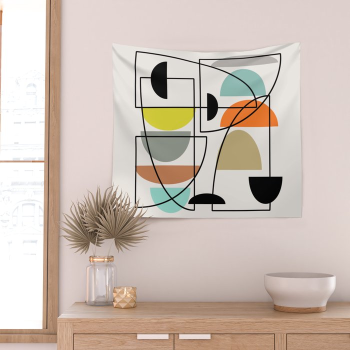 Mid Century Modern "Bowls" Wall Tapestry Gallery Image 2