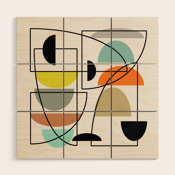 Mid Century Modern "Bowls" Wood Wall Art Gallery Image 1