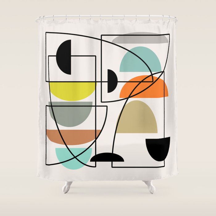 Mid Century Modern "Bowls" Shower Curtain Gallery Image 1