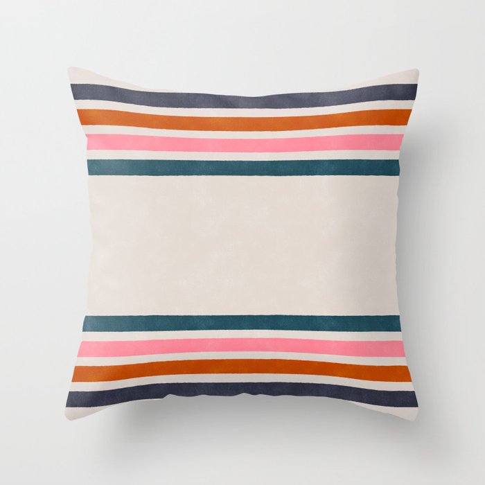 Blanket Stripe - silver grey with pink Throw Pillow Gallery Image 1