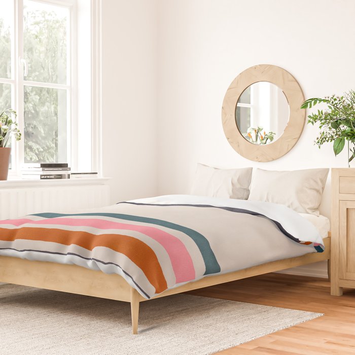 Blanket Stripe - silver grey with pink Duvet Cover Gallery Image 2