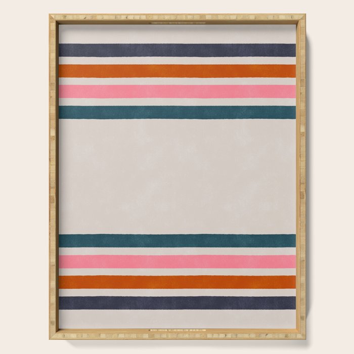 Blanket Stripe - silver grey with pink Serving Tray Gallery Image 1