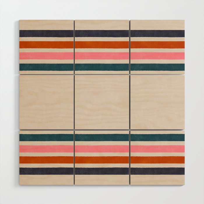 Blanket Stripe - silver grey with pink Wood Wall Art Gallery Image 1