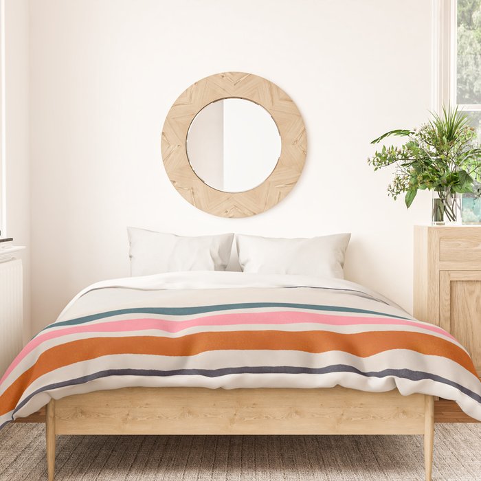 Blanket Stripe - silver grey with pink Duvet Cover Gallery Image 3