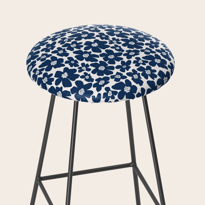 Retro Daisy - Blue Navy and white Stool Gallery Image 2