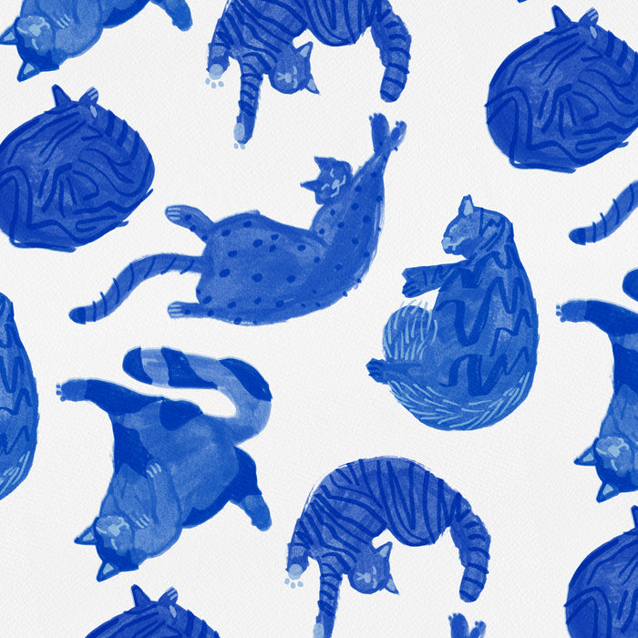 Sleepy Cozy Kitty Cats in Royal Blue & White Coffee Mug Gallery Image 2