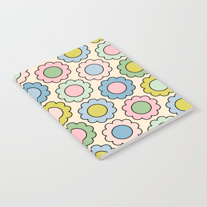 Retro Pastel Flowers Happy Spring Pattern Notebook Gallery Image 2