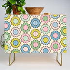 Retro Pastel Flowers Happy Spring Pattern Credenza Gallery Image 1