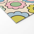 Retro Pastel Flowers Happy Spring Pattern Welcome Mat Gallery Image 2