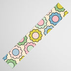 Retro Pastel Flowers Happy Spring Pattern Table Runner Gallery Image 3