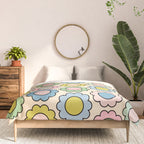 Retro Pastel Flowers Happy Spring Pattern Comforter Gallery Image 3