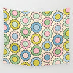 Retro Pastel Flowers Happy Spring Pattern Wall Tapestry Gallery Image 4