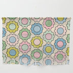 Retro Pastel Flowers Happy Spring Pattern Wall Hanging Gallery Image 1