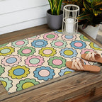 Retro Pastel Flowers Happy Spring Pattern Outdoor Rug Gallery Image 2