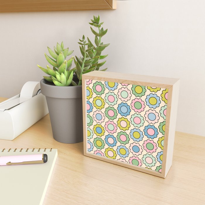 Retro Pastel Flowers Happy Spring Pattern Mini Art Print Gallery Image 2