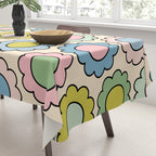 Retro Pastel Flowers Happy Spring Pattern Tablecloth Gallery Image 3