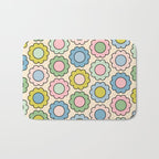 Retro Pastel Flowers Happy Spring Pattern Bath Mat Gallery Image 1