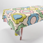 Retro Pastel Flowers Happy Spring Pattern Tablecloth Gallery Image 1