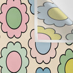 Retro Pastel Flowers Happy Spring Pattern Wall Tapestry Gallery Image 3