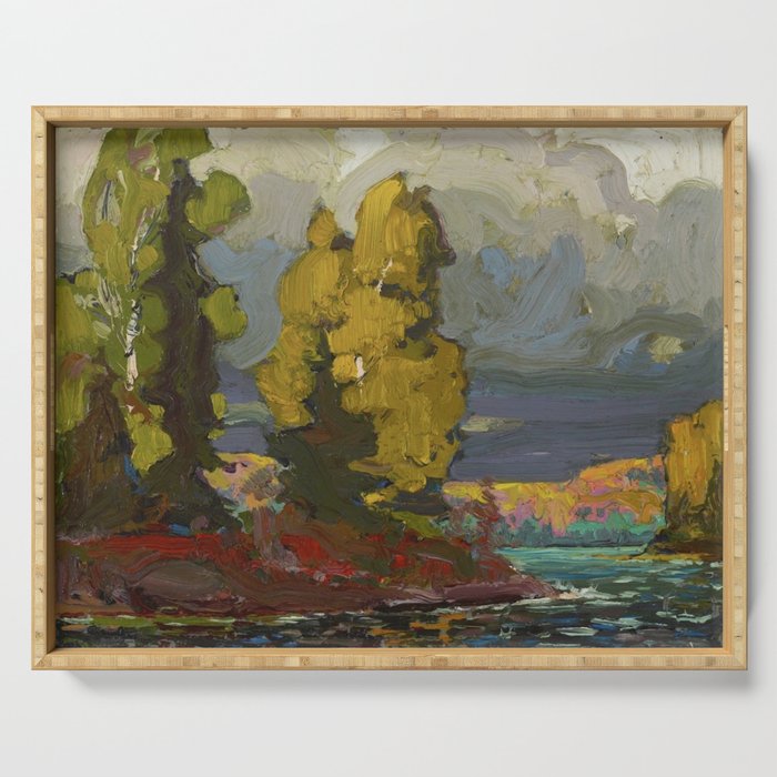 Tom Thomson Poplars by a Lake 1916 Canadian Landscape Artist Serving Tray Gallery Image 1
