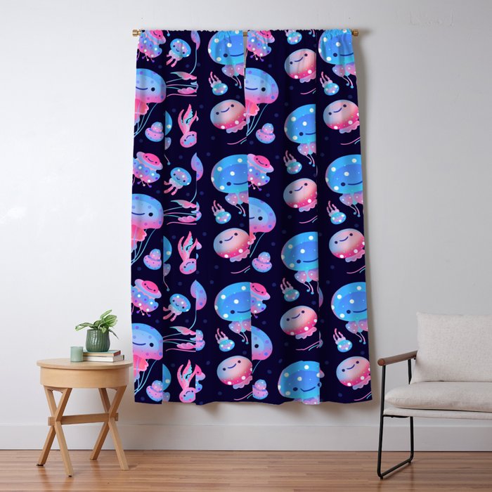 Polka dot jellyfish Window Curtain Gallery Image 5