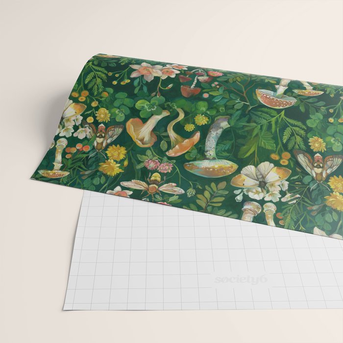 Mushrooms Dandelion Garden Wrapping Paper Gallery Image 2