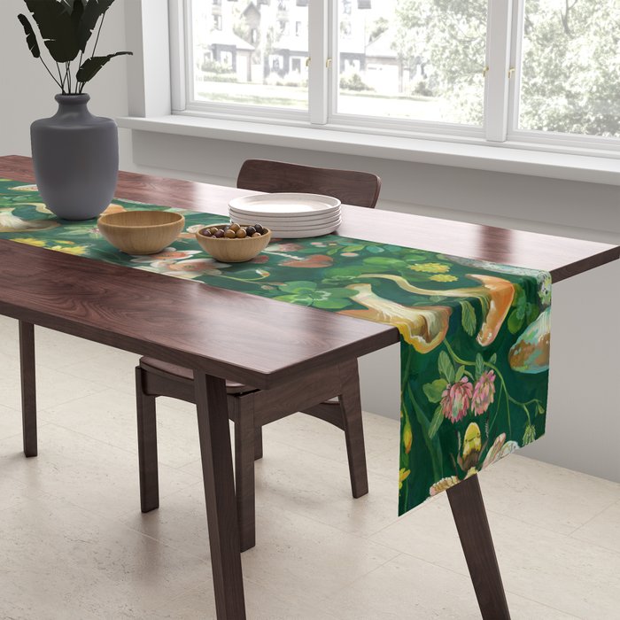 Mushrooms Dandelion Garden Table Runner Gallery Image 2