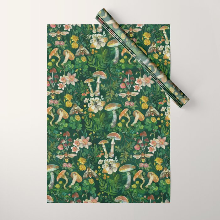 Mushrooms Dandelion Garden Wrapping Paper Gallery Image 1