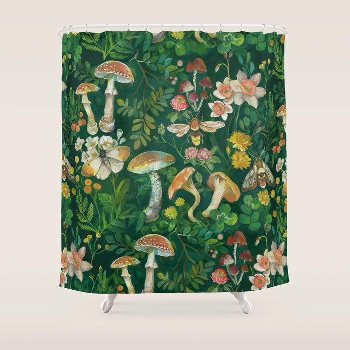 Mushrooms Dandelion Garden Shower Curtain Gallery Image 1