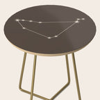 Capricorn Zodiac Star Constellation Line Art Coffee Brown Side Table Gallery Image 2