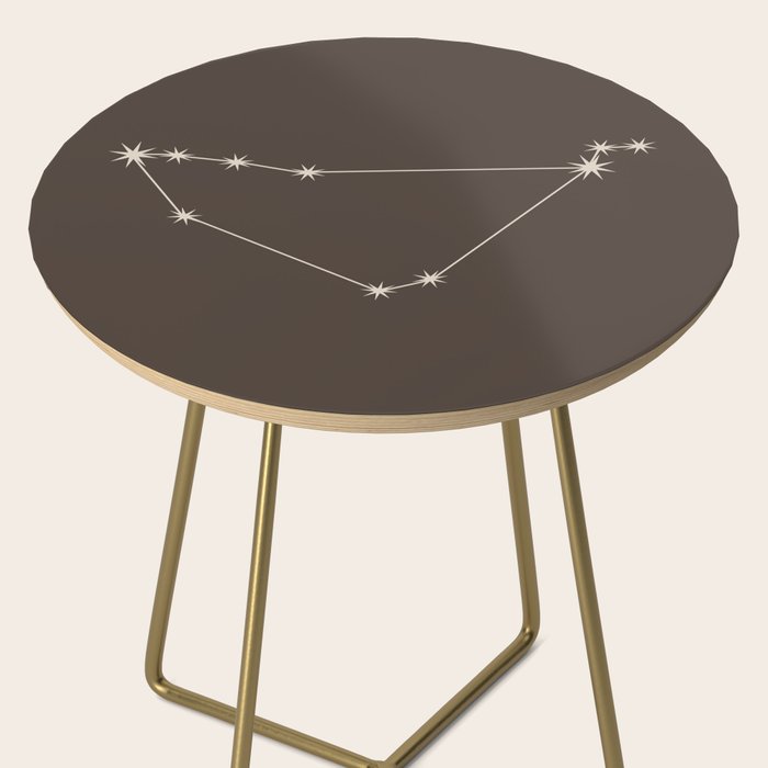 Capricorn Zodiac Star Constellation Line Art Coffee Brown Side Table Gallery Image 2
