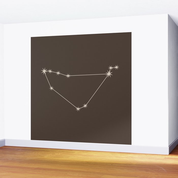 Capricorn Zodiac Star Constellation Line Art Coffee Brown Wall Mural Gallery Image 2