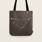 Capricorn Zodiac Star Constellation Line Art Coffee Brown Tote Bag Gallery Image 1