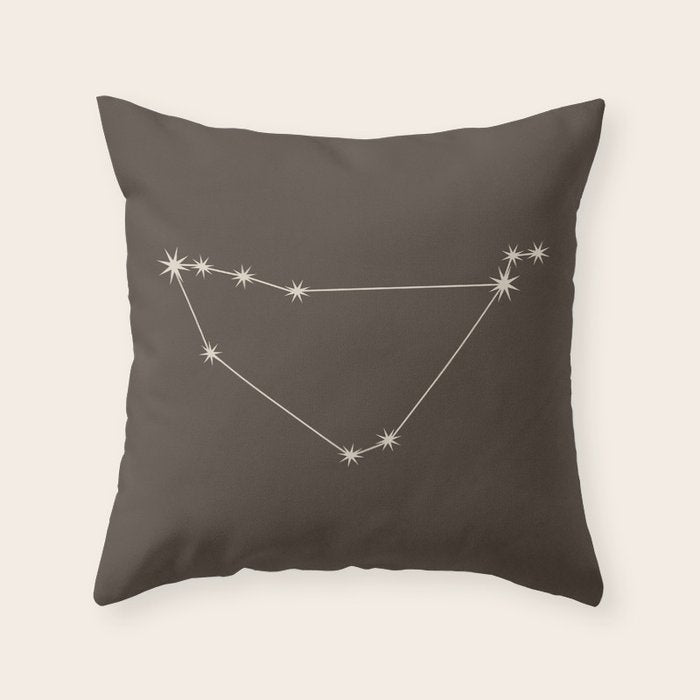 Capricorn Zodiac Star Constellation Line Art Coffee Brown Throw Pillow Gallery Image 6
