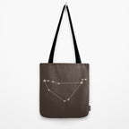 Capricorn Zodiac Star Constellation Line Art Coffee Brown Tote Bag Gallery Image 2