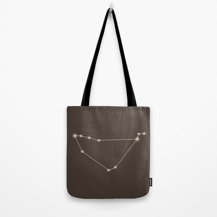 Capricorn Zodiac Star Constellation Line Art Coffee Brown Tote Bag Gallery Image 2