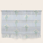 Delicate floral bouquets with vertical stripes - white jade green blue pattern Wall Hanging Gallery Image 1
