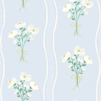 Delicate floral bouquets with vertical stripes - white jade green blue pattern Coffee Mug Gallery Image 2