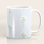 Delicate floral bouquets with vertical stripes - white jade green blue pattern Coffee Mug Gallery Image 1