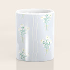Delicate floral bouquets with vertical stripes - white jade green blue pattern Coffee Mug Gallery Image 4