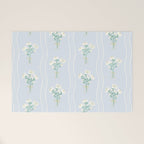 Delicate floral bouquets with vertical stripes - white jade green blue pattern Welcome Mat Gallery Image 1